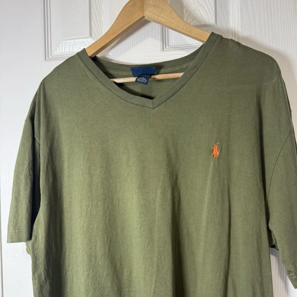 Polo Ralph Lauren Brown/Orange Horse V-Neck Men's‎ XL Shirt VTG